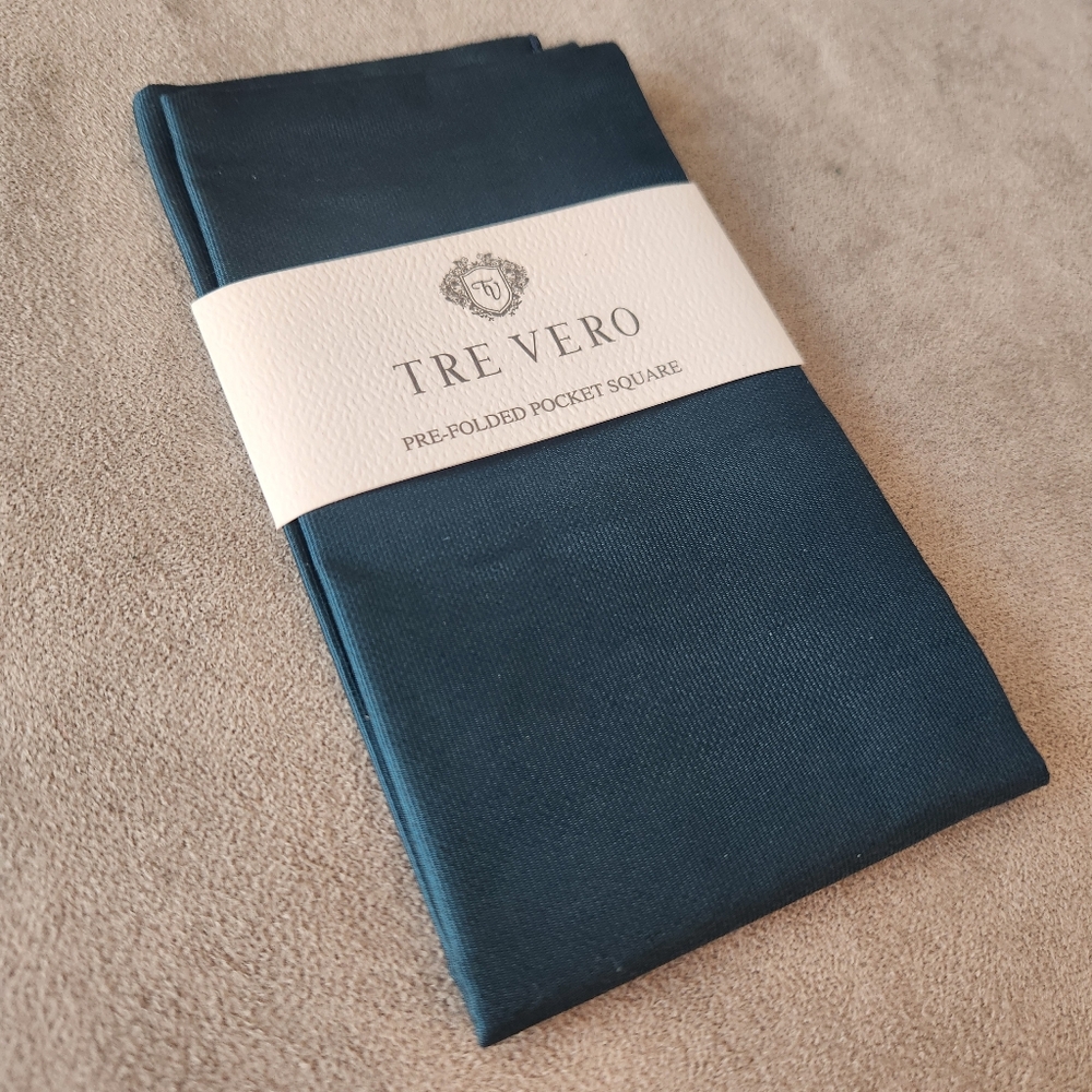 Tre Vero pocket square emerald green 100% silk prefolded formal classic new $30